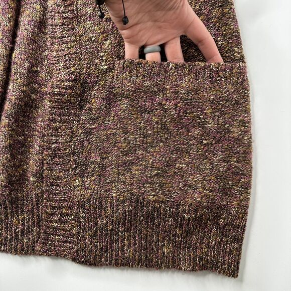 Ponsesa Cardigan Size S Open Front Short Sleeve Multi Colored Sweater Pockets - Picture 7 of 10